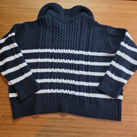 La Ligne x Target Sweater Womens 3X black and white cable zipped collar - Picture 2 of 8